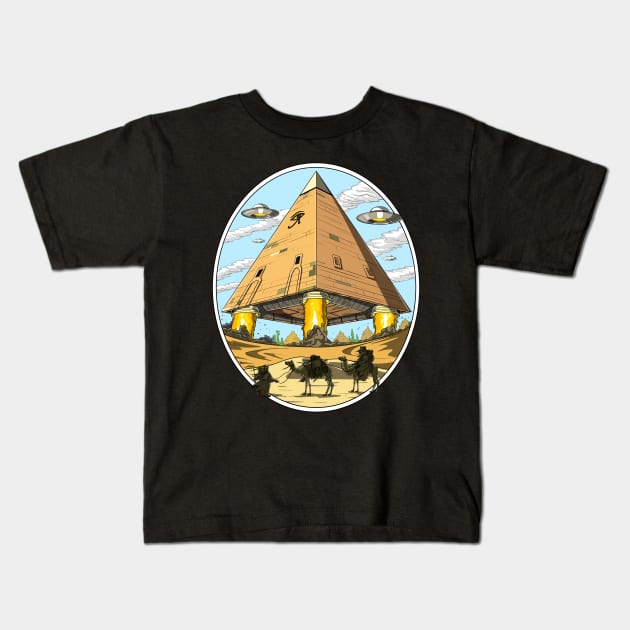 Alien Egyptian Pyramid Kids T-Shirt by underheaven